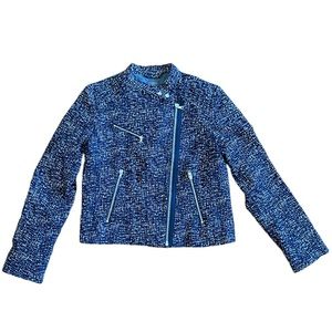 NWOT GAP Navy Print Moto Jacket